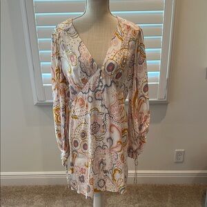 Ted Baker London Pink Long Sleeve V-Neck Sundress